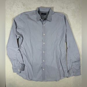 Vince Lux XL Men's Light Gray Cotton Lightweight Button Down Ribbon Detail Shirt